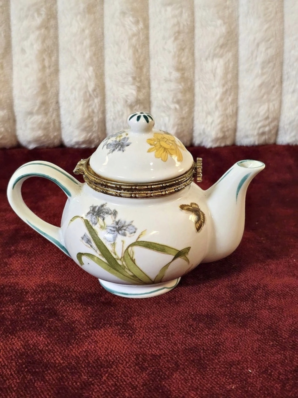 Formalities by Baum Bros Vintage Porcelain Miniature Teapot Trinket Box